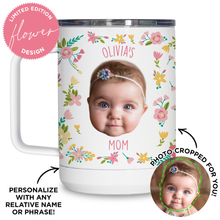 Load image into Gallery viewer, Personalized Baby Flower Travel Mug