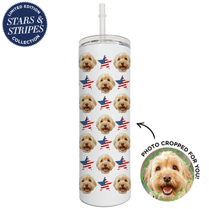 Personalized Pet Stars and Stripes Skinny Tumbler