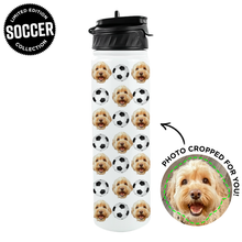 Load image into Gallery viewer, Personalized Pet Soccer Water Bottle
