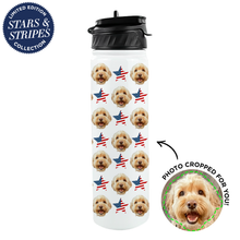 Load image into Gallery viewer, Personalized Pet Stars and Stripes Water Bottle

