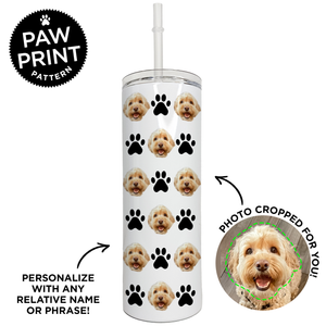 Personalized Paw Pattern Skinny Tumbler