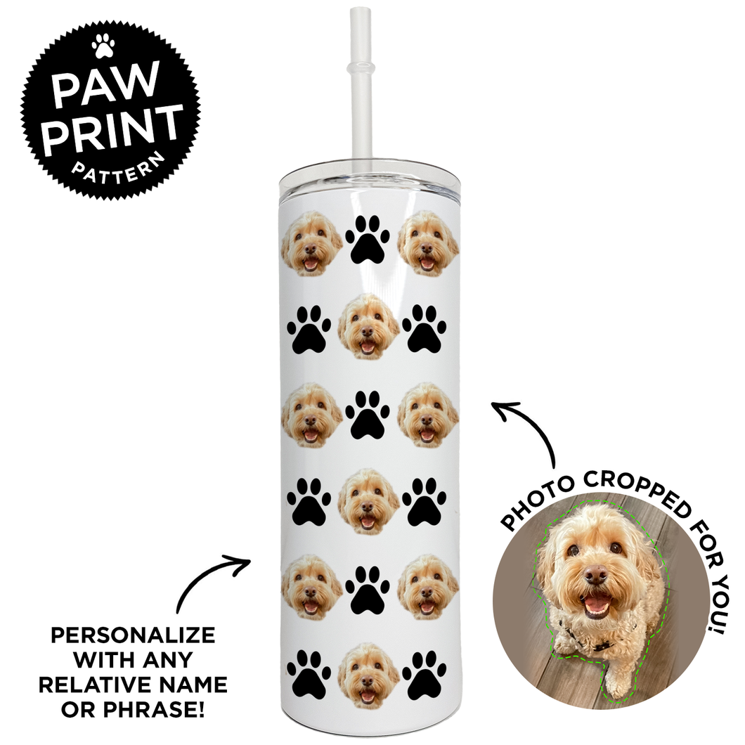 Personalized Paw Pattern Skinny Tumbler
