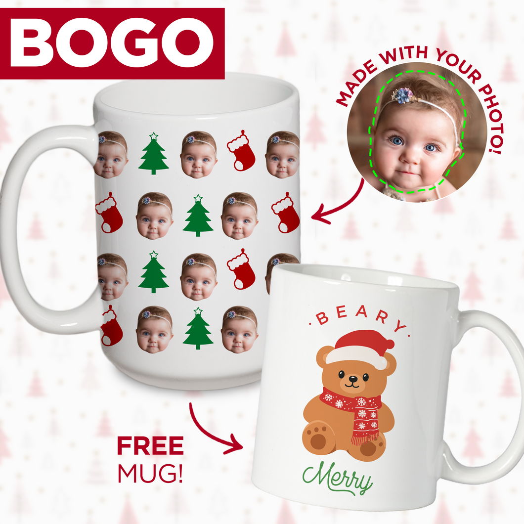 BOGO: Personalized Mug + 11 oz Bear Mug
