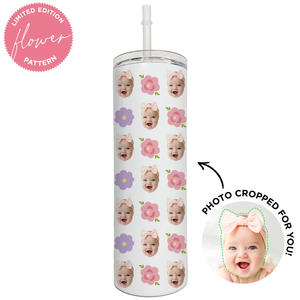 Personalized Flower Pattern Skinny Tumbler