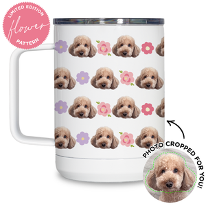 Personalized Pet Flower Pattern Travel Mug