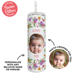 Personalized Flower Skinny Tumbler