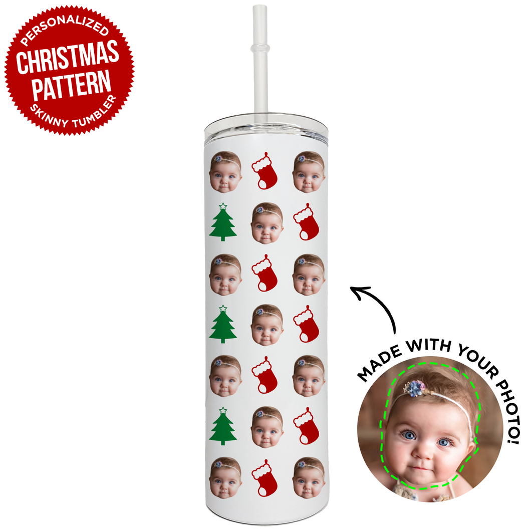 Personalized Christmas Pattern Skinny Tumbler