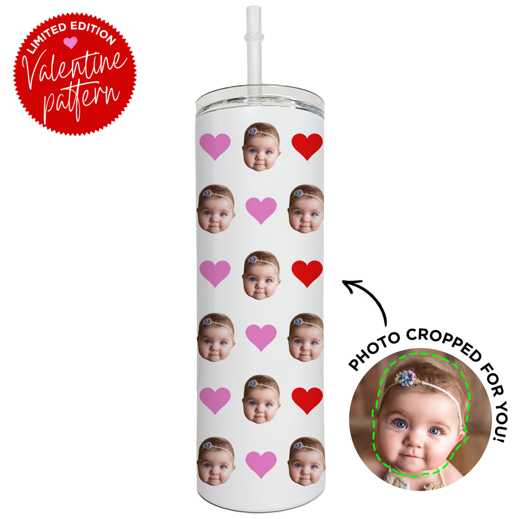 Personalized Heart Pattern Skinny Tumbler