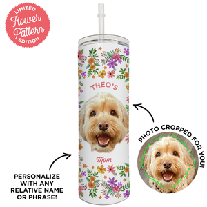 Personalized Pet Flower Skinny Tumbler