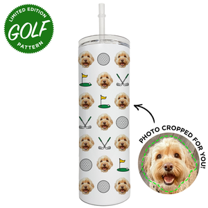 Personalized Pet Golf Pattern Skinny Tumbler