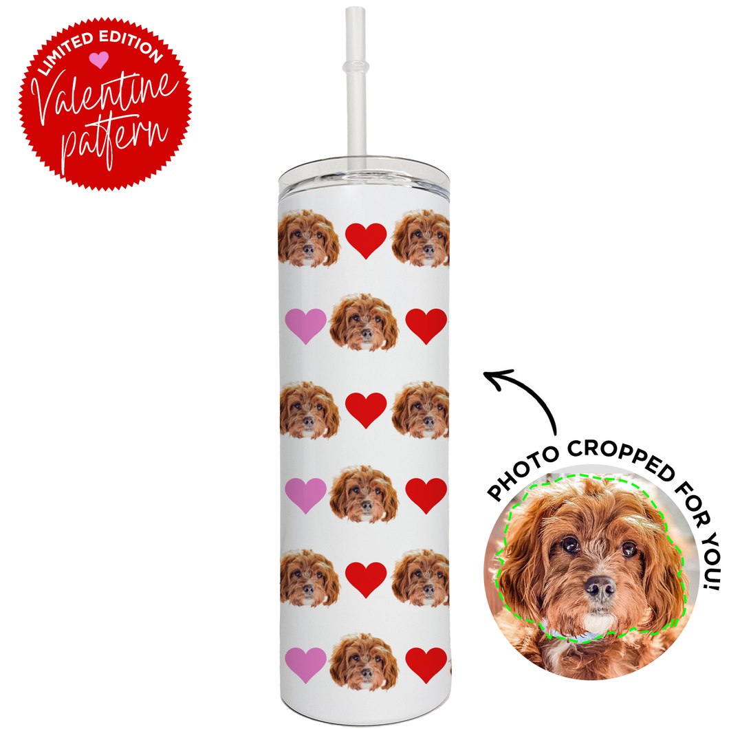 Personalized Pet Heart Pattern Skinny Tumbler