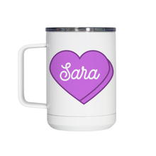 Load image into Gallery viewer, Candy Heart Personalized Travel Mug
