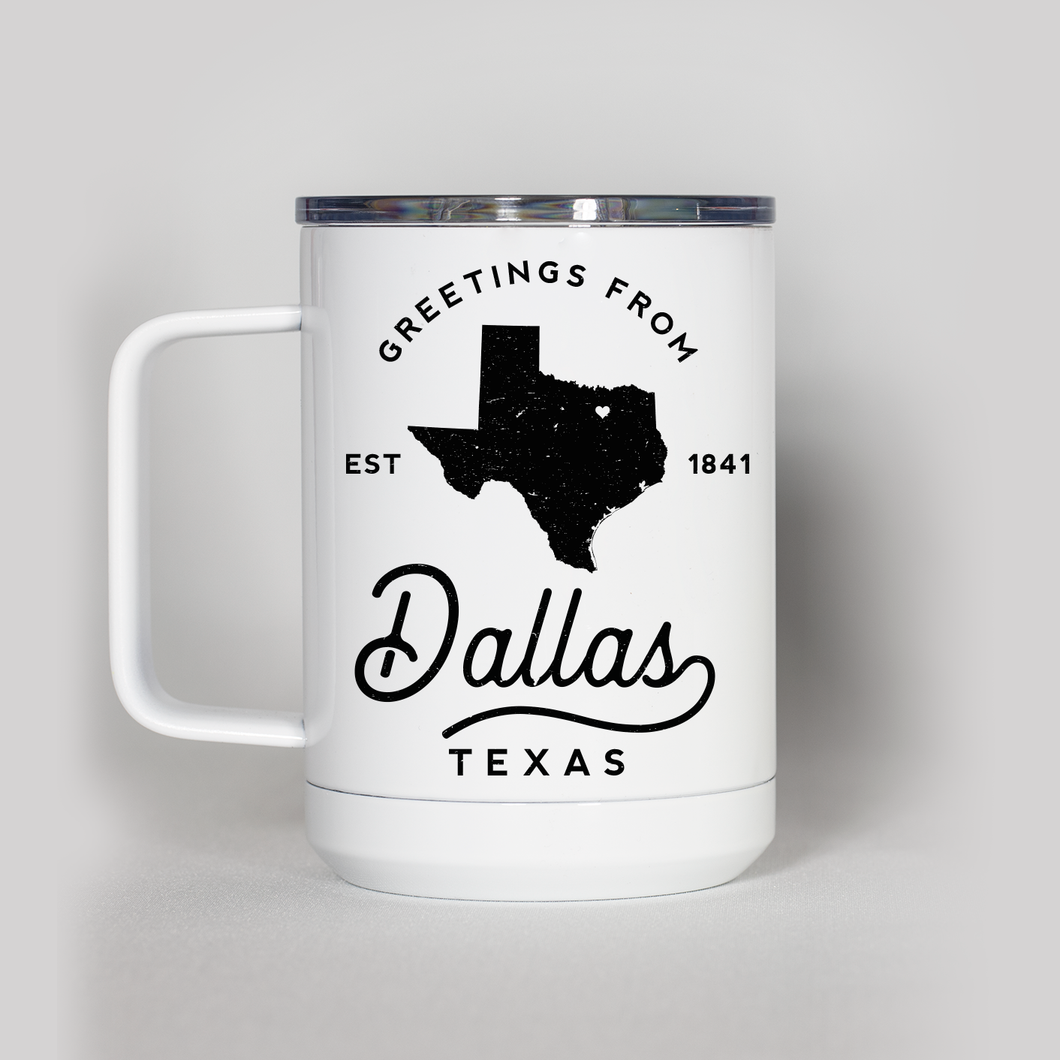 Greetings from Dallas Travel Mug