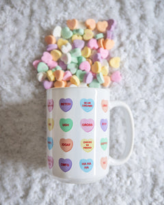 Funny Candy Hearts Mug