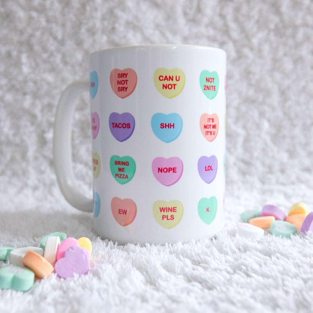 Funny Candy Hearts Mug