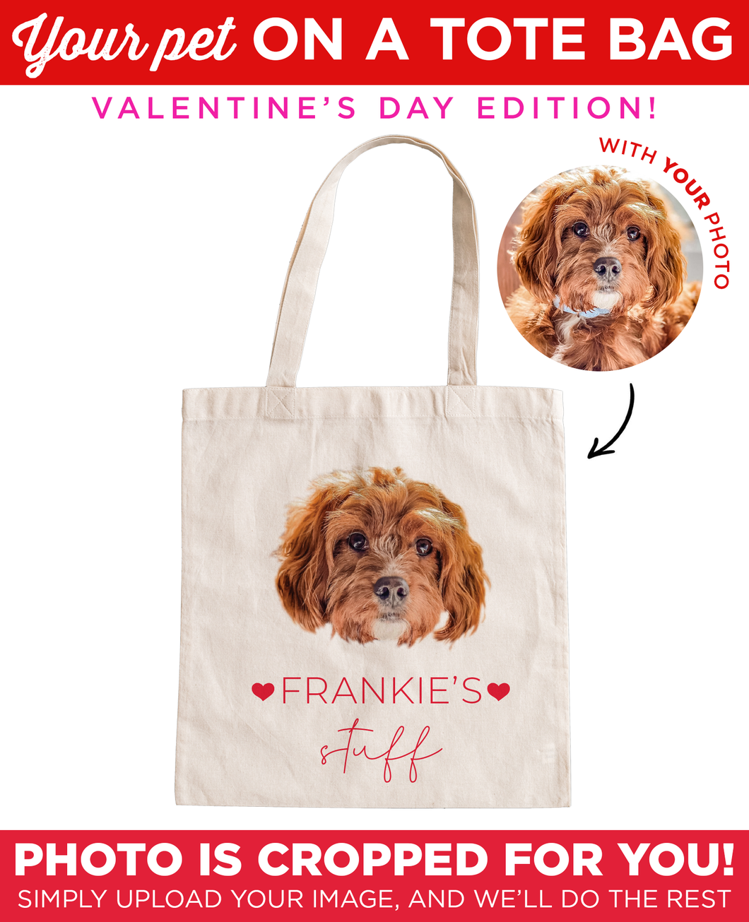 Personalized Pet Heart Tote Bag